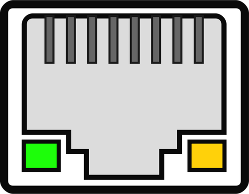 Vektorikuva naaraspuolista RJ 45 ethernet -porttia