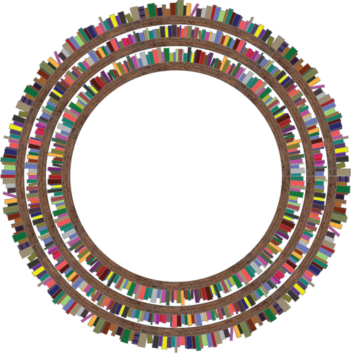 Radial bookshelves