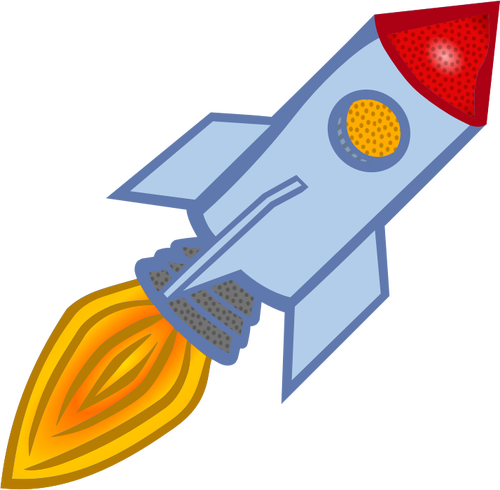 Vektor Klipart modré kreslený raketa