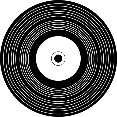 Vektortegning av vinylplate i svart-hvitt