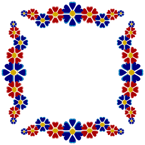 Röd och blå blommig ram