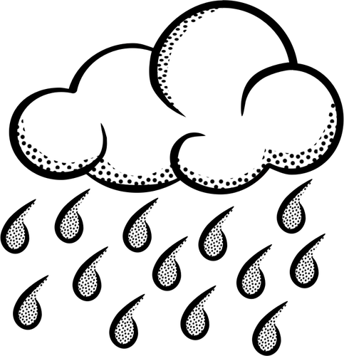 Illustration vectorielle de nuage pluvieux de ligne pensez art