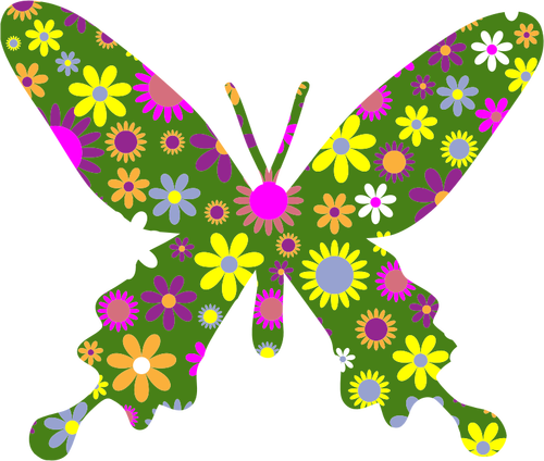 カラフルな花蝶