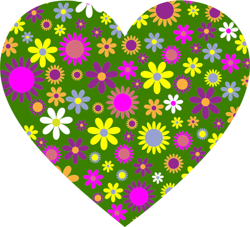 Retro floral heart