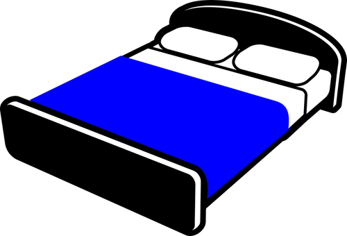 Cama com cobertor azul