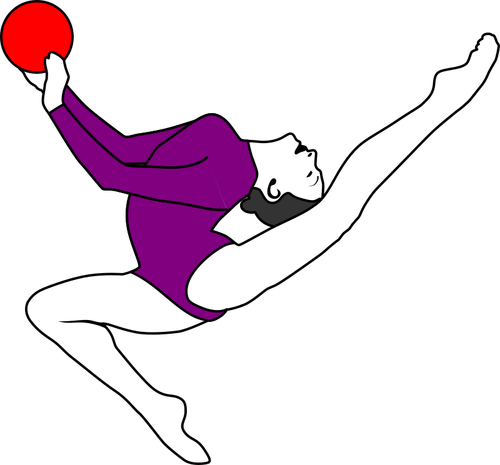 התעמלות השחקן עם הכדור האדום בתמונה וקטורית.