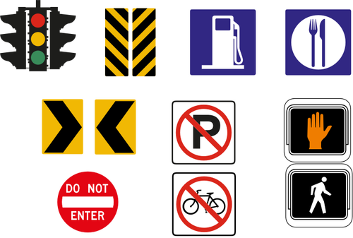 رسم متجه لاختيار إشارات الطرق المرورية بالألوان