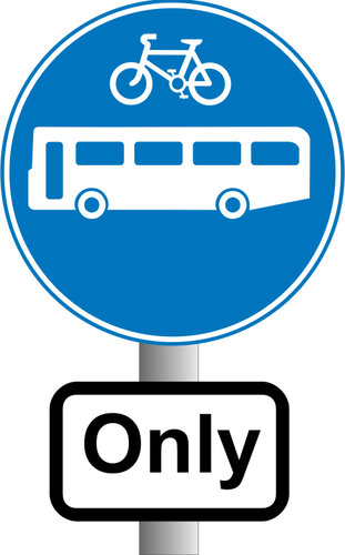 Ônibus e bicicletas única informação tráfego sinal vector imagem