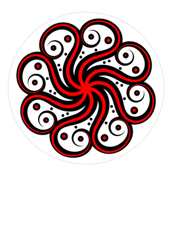 Zwarte en rode abstracte octopus