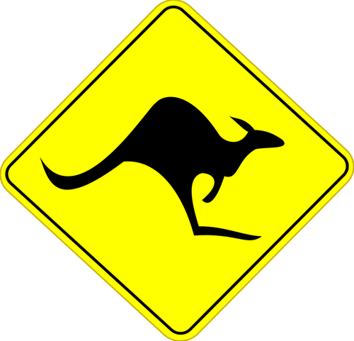 Känguru på väg försiktighet underteckna vektorgrafik