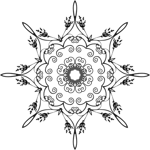 Blumen Mandala in schwarz / weiß