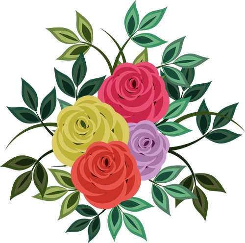 האישה ורדים צבעוניים