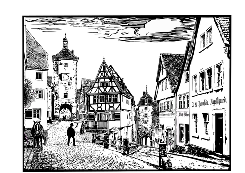 वेक्टर छवि Rothenburg में Ploenlein स्ट्रीट