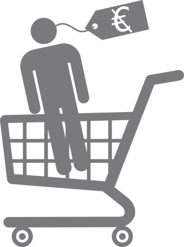 Clip art of man in a shopping cart