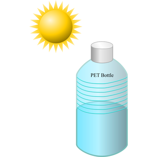 PET-Flasche in die Sonne-Vektor-illustration