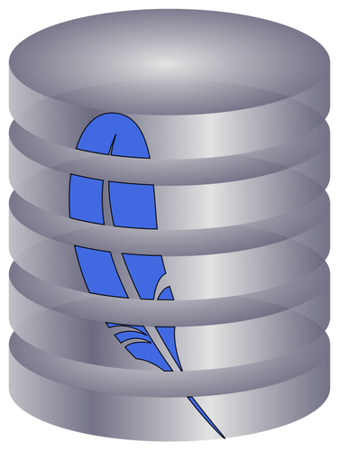 Herramientas con el símbolo de la pluma y las bases de datos SQLite gráficos vectoriales