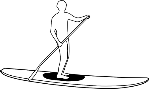 Paddleboard सिल्हूट सिल्हूट वेक्टर छवि ऊपर खड़े हो जाओ