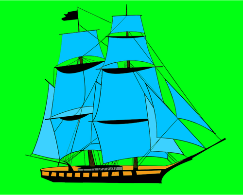 Mit blauen Segel Schiff