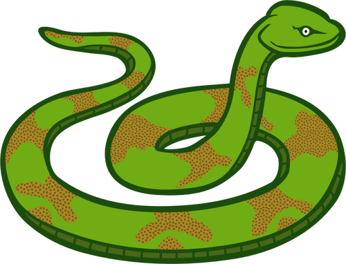 Illustration vectorielle de couleur vert et marron serpent ligne art