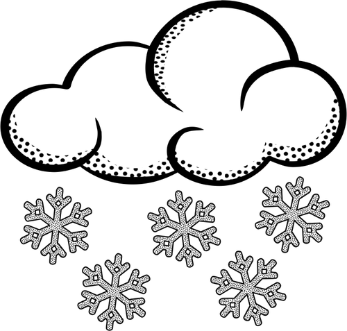 Clipart de nuage neigeux art ligne pensez