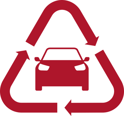 Ikona czerwonym pojazdów silnikowych