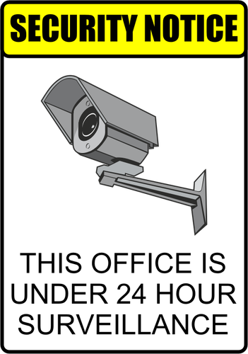 sécurité de surveillance 24 heures AVERTISSEMENT illustration vectorielle étiquette