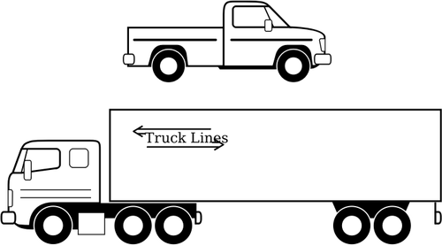 Vektorgrafikk av store og små lastebil