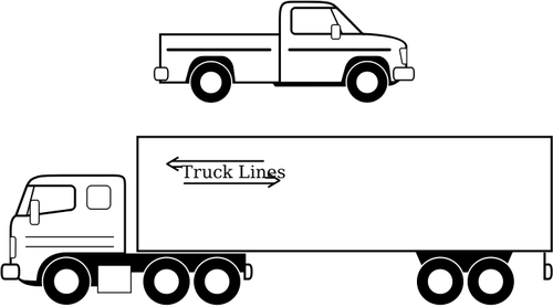 Vectorafbeeldingen van grote en kleine vrachtwagen