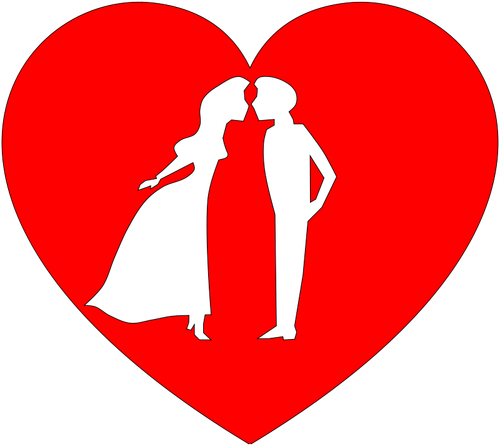 Vector drawing of couple in heart