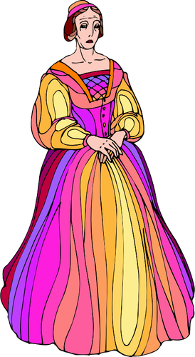 Färgglada medeltida kvinna