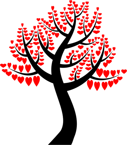 Copac roşu inimile
