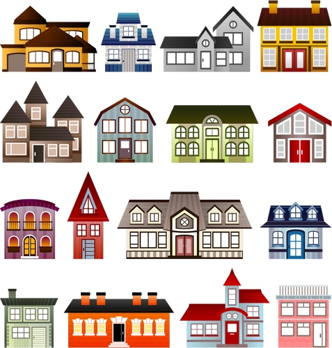 Vektorový obrázek sady barevných domků