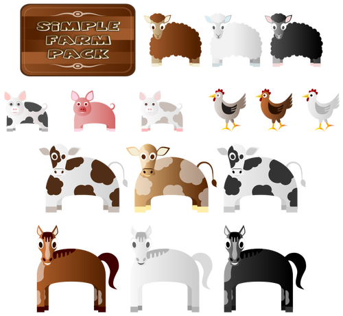 Einfache Farm Animals Vector