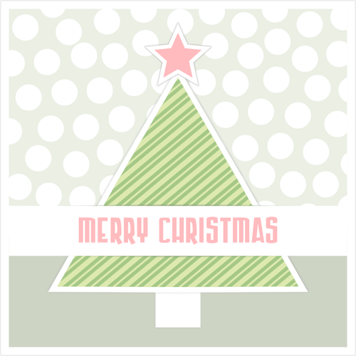 Red and green Christmas tree greeting card vector clip art