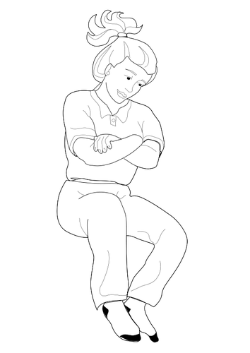 Sitting woman vector drawing