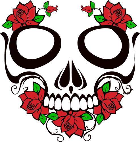 Skull and roses