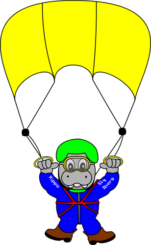 Skydiver hippo vector afbeelding