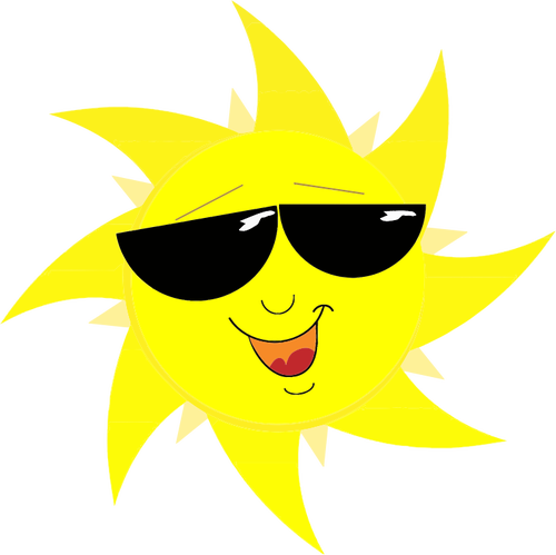 Sol sorrindo com desenho vetorial de óculos de sol