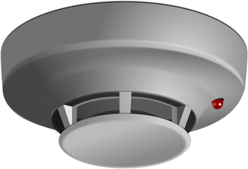 Desenho vetorial de detector de fumaça em tons de cinza