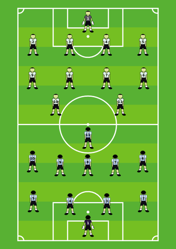 Teren de fotbal şi jucători vector imagine