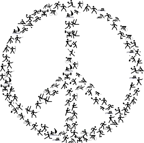 Signe de la paix faite de différents sports
