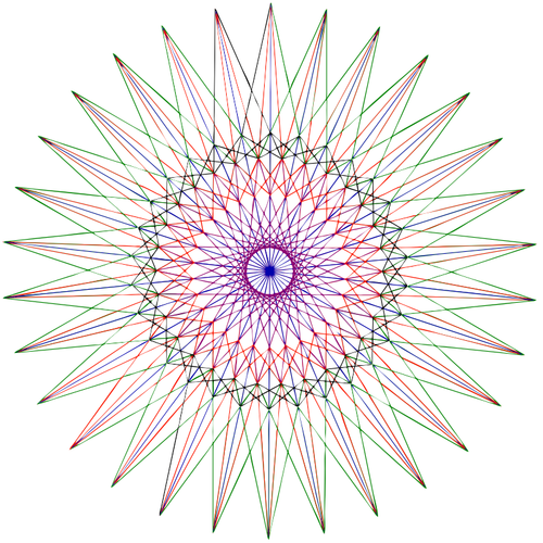 Vektorové grafiky nakreslené abstraktní barevné hvězdy