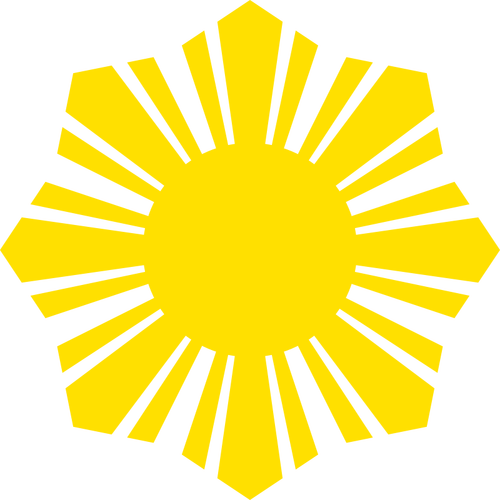 Filipina sinalizador amarelo sol símbolo silhueta vector imagem