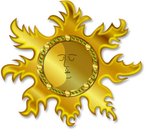 Gyllene solen och månen vektor ClipArt