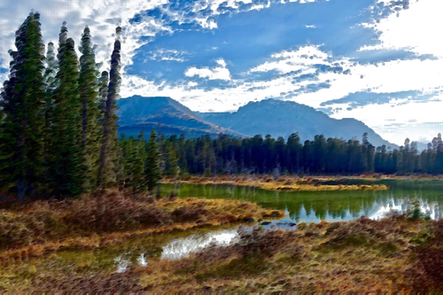 Lago surrealista ver vector imagen
