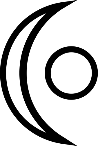 Illustrazione di un simbolo con forma a mezzaluna e un cerchio