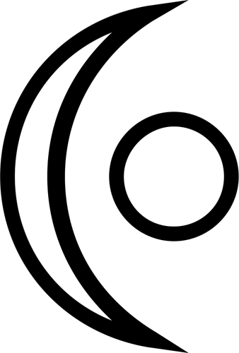 Illustration of a symbol with crescent shape and a circle