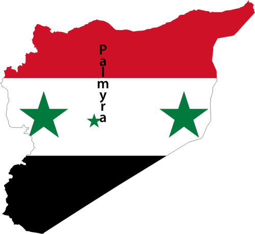 Syrien Karte Flagge mit Palmyra-Vektor-Bild