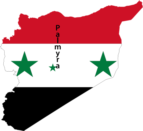 Bandeira de mapa Síria com imagem vetorial de Palmyra