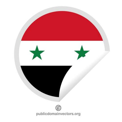 Bandiera della Siria su un adesivo rotondo